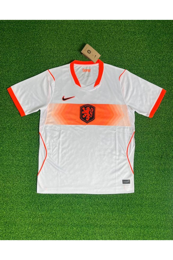 Netherlands Away White Orange Stripe Kit