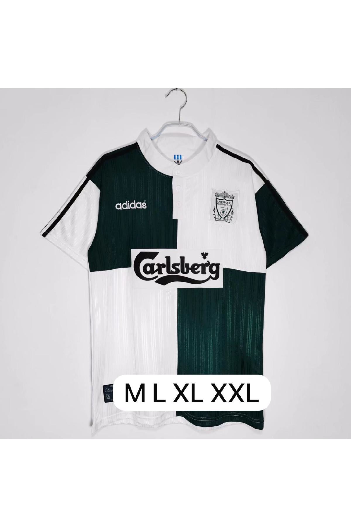 Liverpool 1995-96 Away Green White Retro Jersey