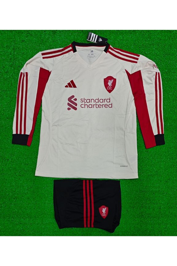 Liverpool Away White Red Full Sleeves Kit