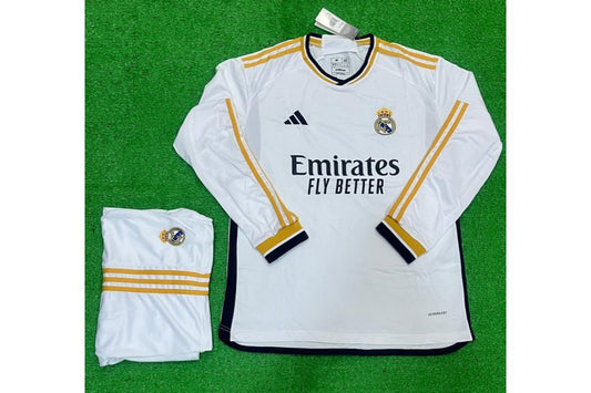 Real Madrid Away White Gold Full Sleeves Kit