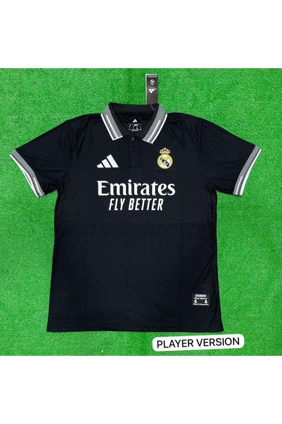 Real Madrid Away Black Collar Player Version Kit