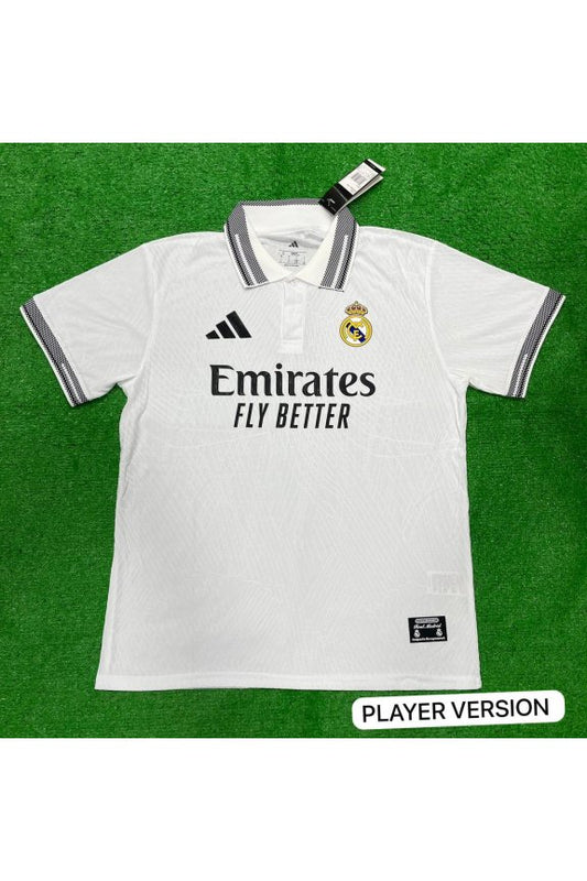 Real Madrid Home White Collar Player Version Kit