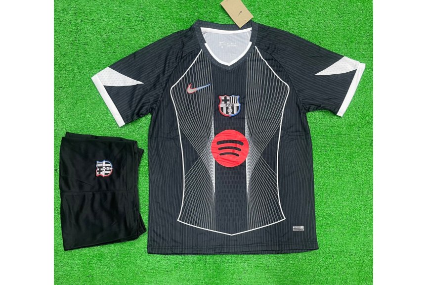 FC Barcelona Away Black Silver Striped Player Version Kit