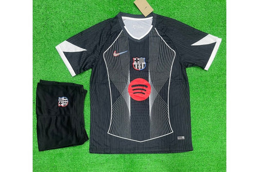 FC Barcelona Away Black Silver Striped Player Version Kit