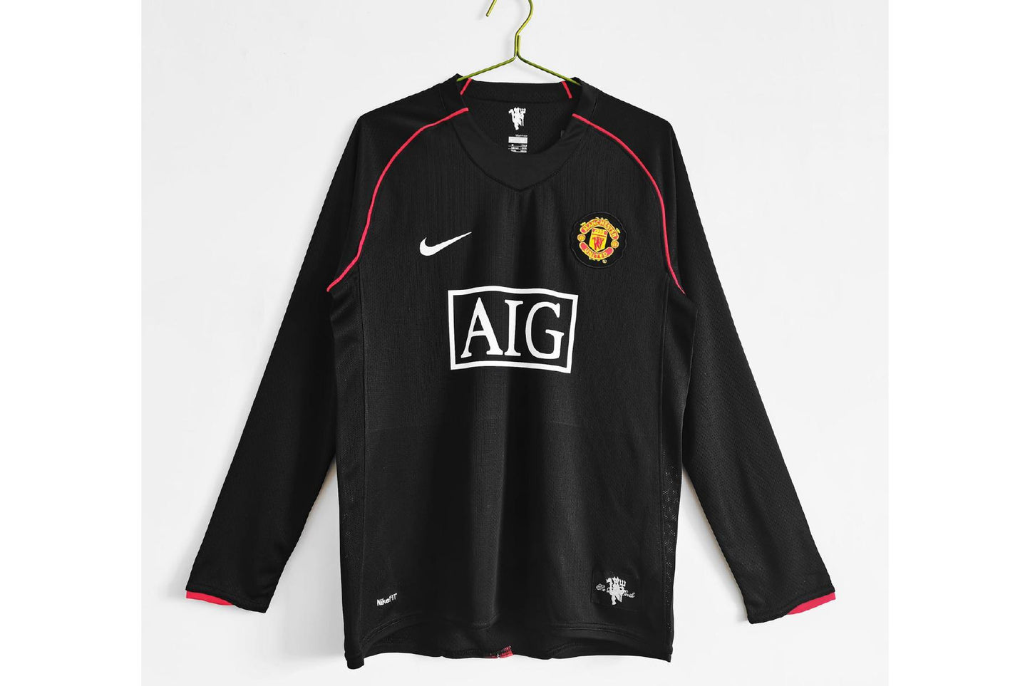 Manchester United 2007-08 Away Black Retro Full Sleeve Jersey
