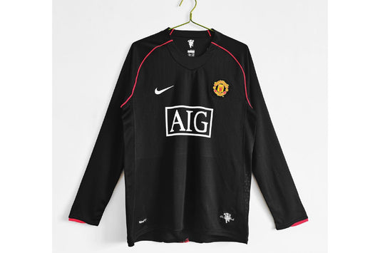 Manchester United 2007-08 Away Black Retro Full Sleeve Jersey