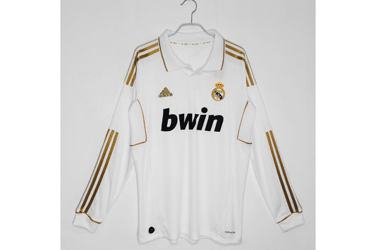 Real Madrid 2011-12 Home White Gold Retro Full Sleeve Jersey