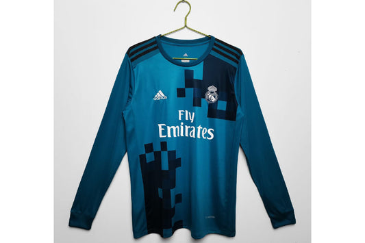 Real Madrid 2017-18 Away Teal Retro Full Sleeve Jersey