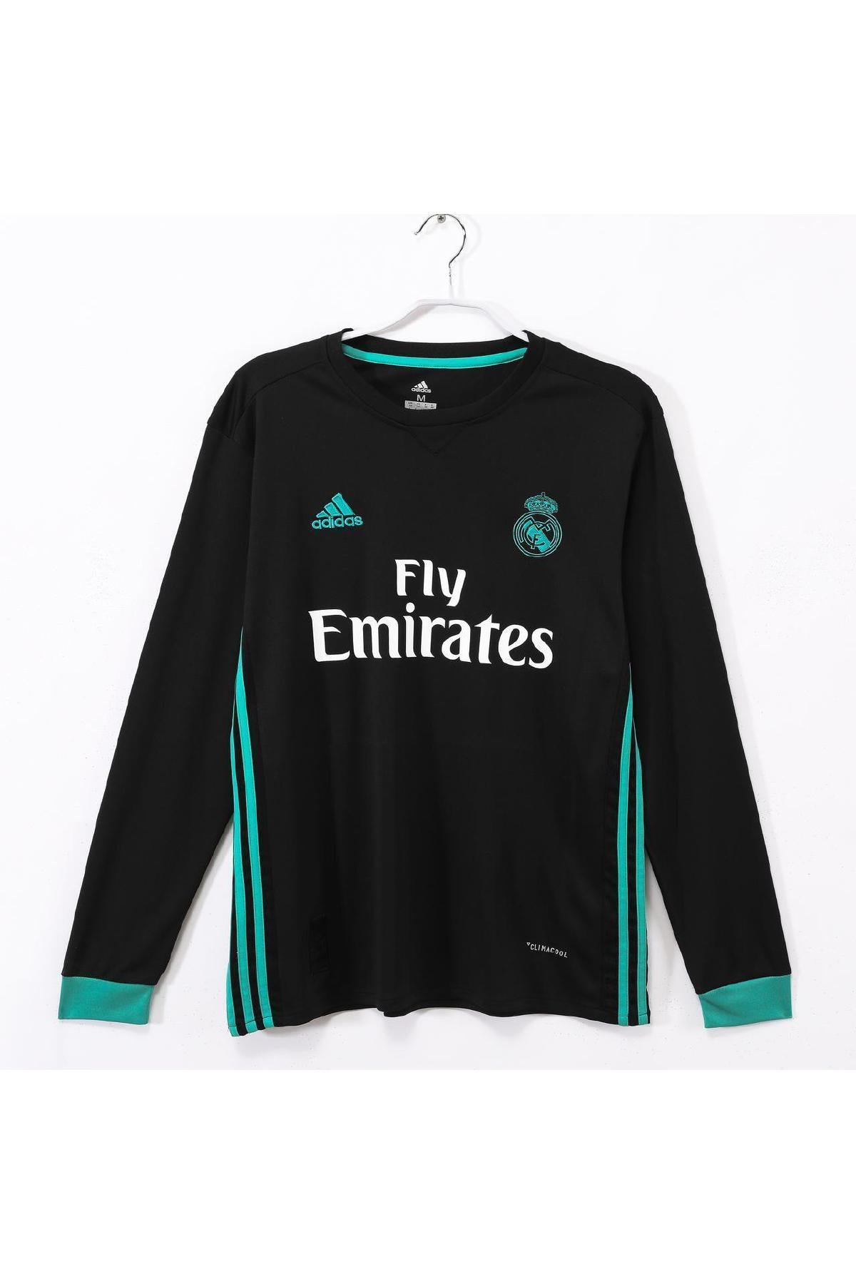 Real Madrid 2017-18 Third Black Teal Retro Full Sleeve Jersey